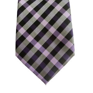 J. Ferrar Black and Purple Plaid Men's‎ Tie / Necktie